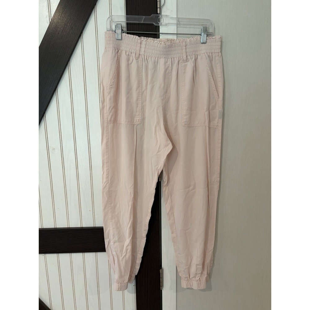 Anthropologie POL Light Pink Smocked Jogger Pants Pockets Womens Size Medium